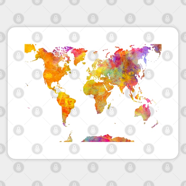 world map art #map #worldmap Magnet by JBJart